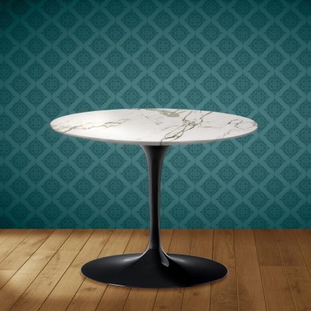 Eero Saarinen Tulip salontafel H 41 in Aura 22 keramiek, gemaakt in Italië - Scharlakenrood Viadurini