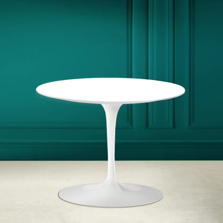 Tulip salontafel Eero Saarinen H 41 in absoluut wit keramiek Made in Italy - Scarlet Viadurini