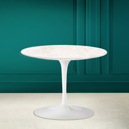 Tulip Salontafel Eero Saarinen H 41 in Keramiek Diamond Cream Made in Italy - Scarlet Viadurini