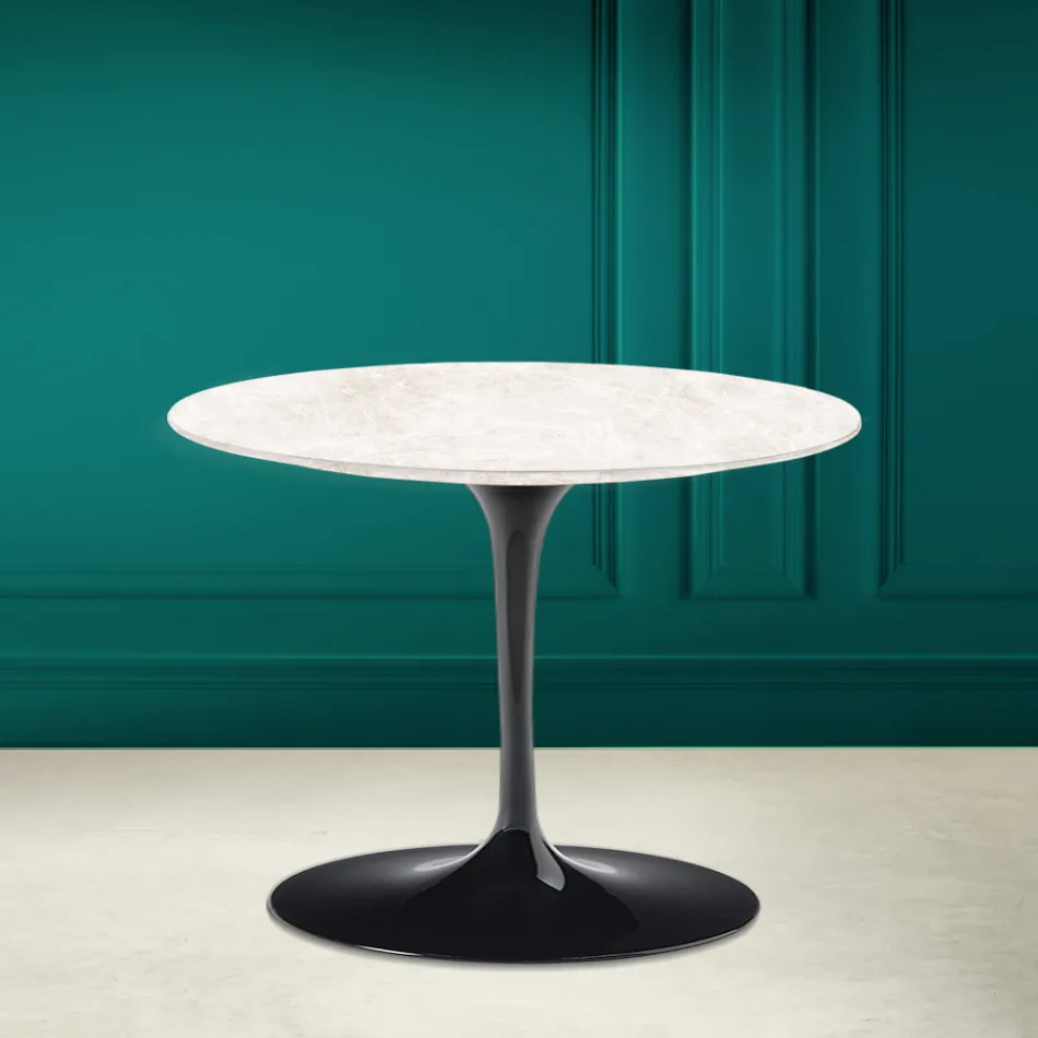 Tulip Salontafel Eero Saarinen H 41 in Keramiek Diamond Cream Made in Italy - Scarlet Viadurini