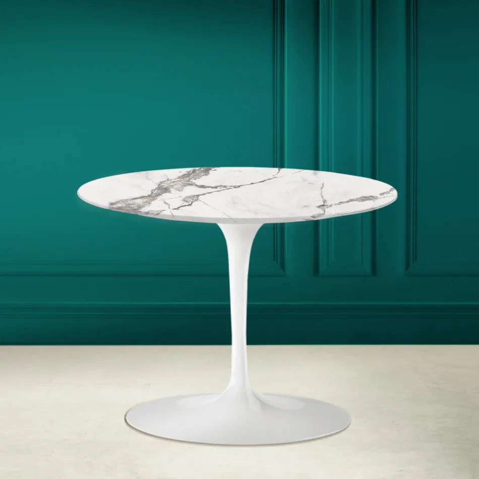 Tulip Salontafel Eero Saarinen H 41 in Invisible Select Ceramic Made in Italy - Scarlet Viadurini