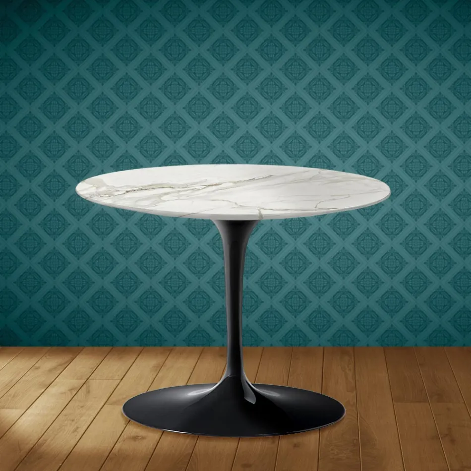 Eero Saarinen Tulip salontafel H 41 in gepolijst keramiek, gemaakt in Italië - Scharlakenrood Viadurini