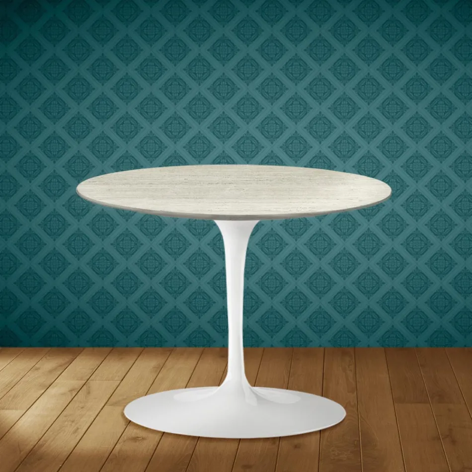 Eero Saarinen Tulip salontafel H 41 in Marmorio keramiek, gemaakt in Italië - Scharlakenrood Viadurini