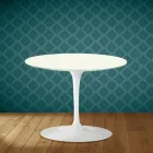 Eero Saarinen Tulip salontafel H 41 in Moonè keramiek, gemaakt in Italië - Scharlakenrood Viadurini