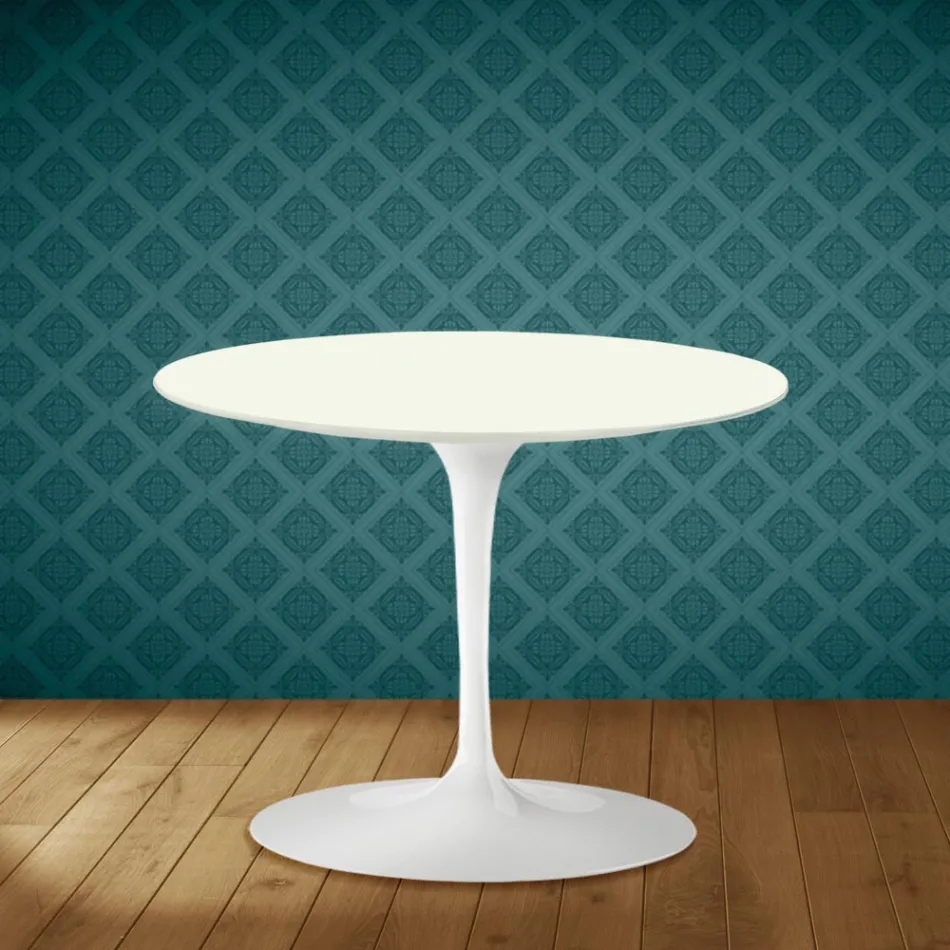 Eero Saarinen Tulip salontafel H 41 in Moonè keramiek, gemaakt in Italië - Scharlakenrood Viadurini