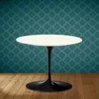Eero Saarinen Tulip salontafel H 41 in Moonè keramiek, gemaakt in Italië - Scharlakenrood Viadurini