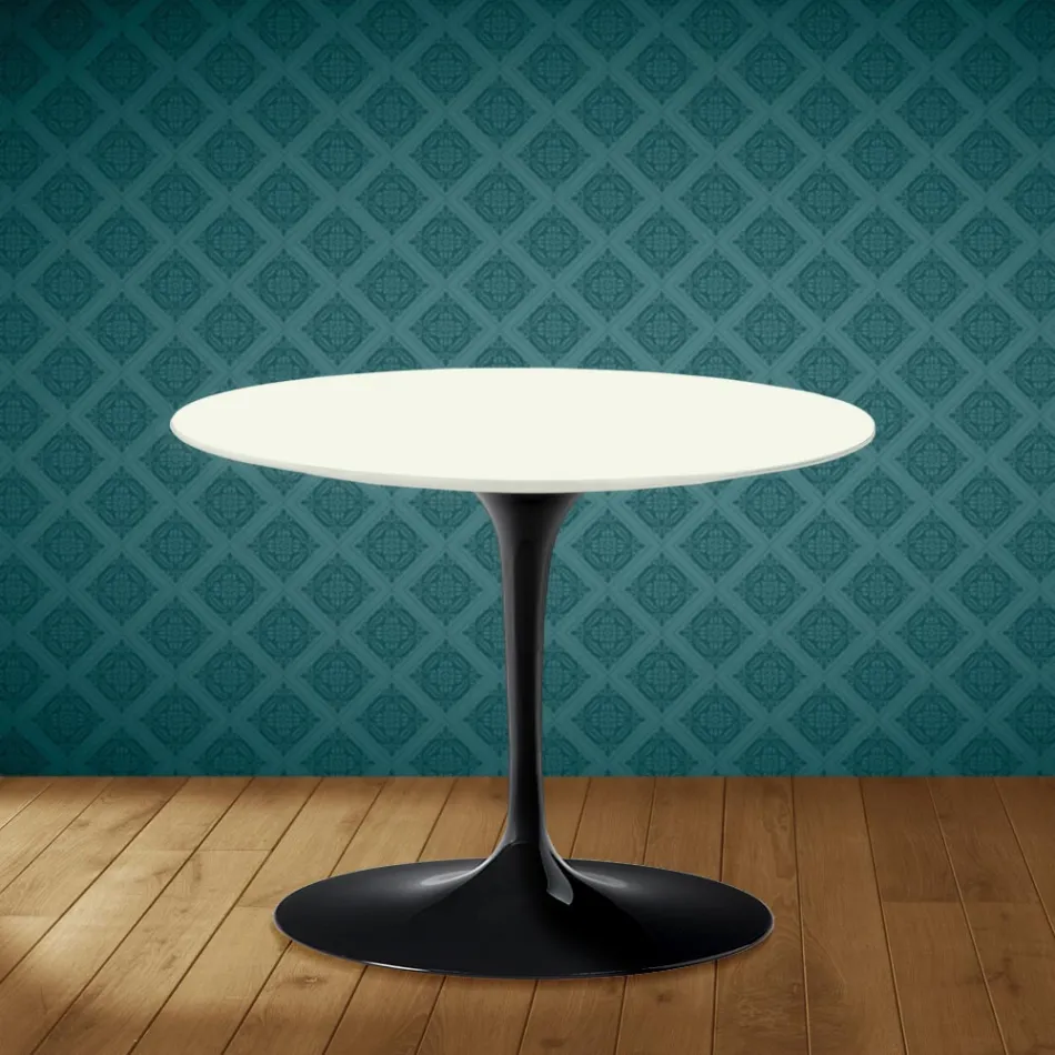 Eero Saarinen Tulip salontafel H 41 in Moonè keramiek, gemaakt in Italië - Scharlakenrood Viadurini
