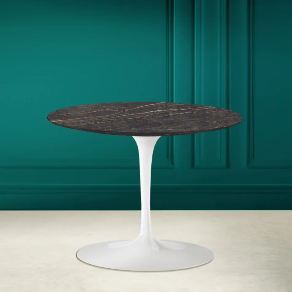 Tulip Salontafel Eero Saarinen H 41 in Noir Desire Made in Italy Keramiek - Scarlet Viadurini