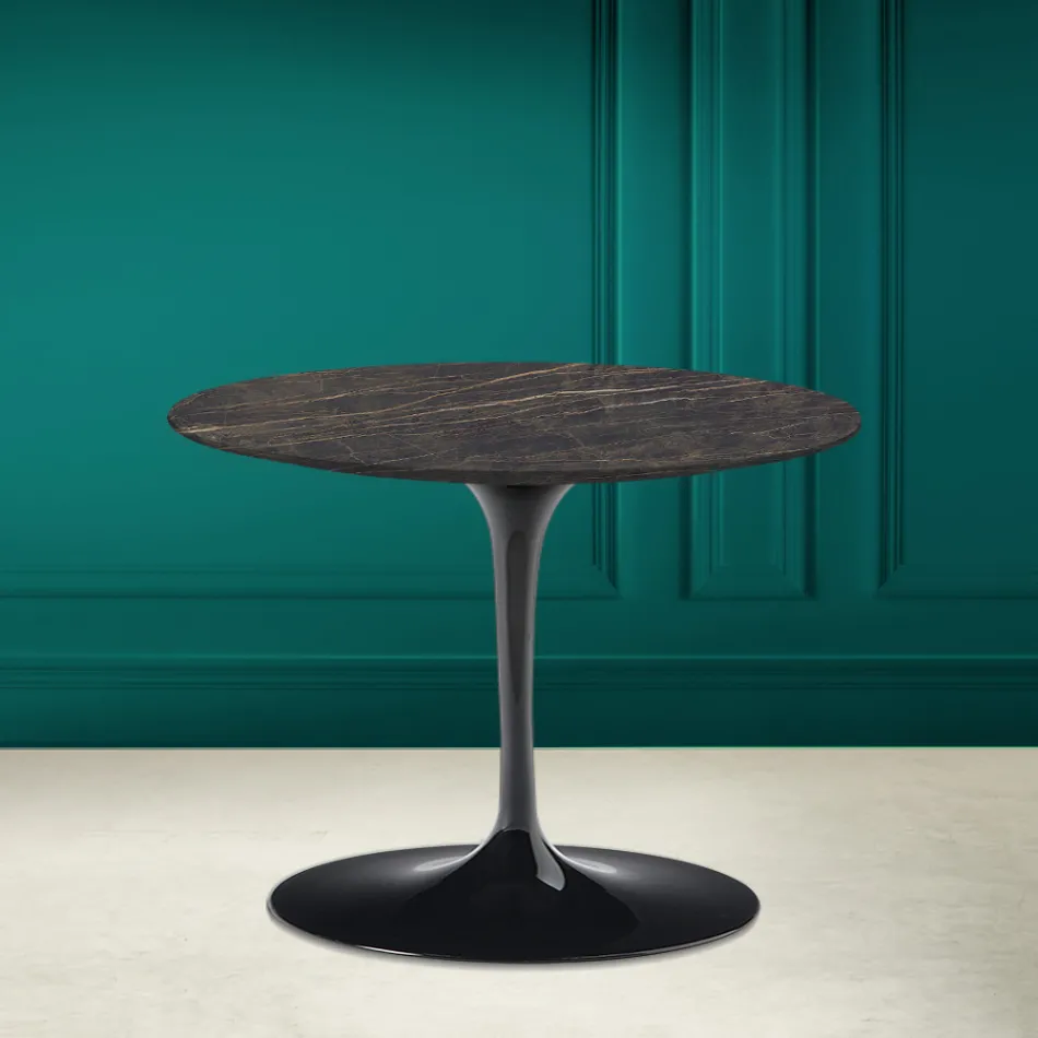 Tulip Salontafel Eero Saarinen H 41 in Noir Desire Made in Italy Keramiek - Scarlet Viadurini