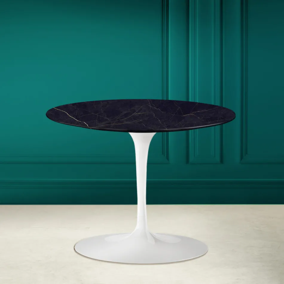 Tulip salontafel Eero Saarinen H 41 in keramiek Noir Laurent Made in Italy - Scarlet Viadurini