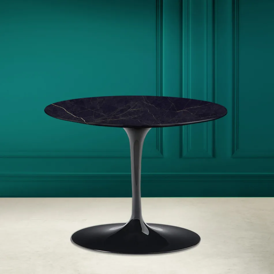 Tulip salontafel Eero Saarinen H 41 in keramiek Noir Laurent Made in Italy - Scarlet Viadurini