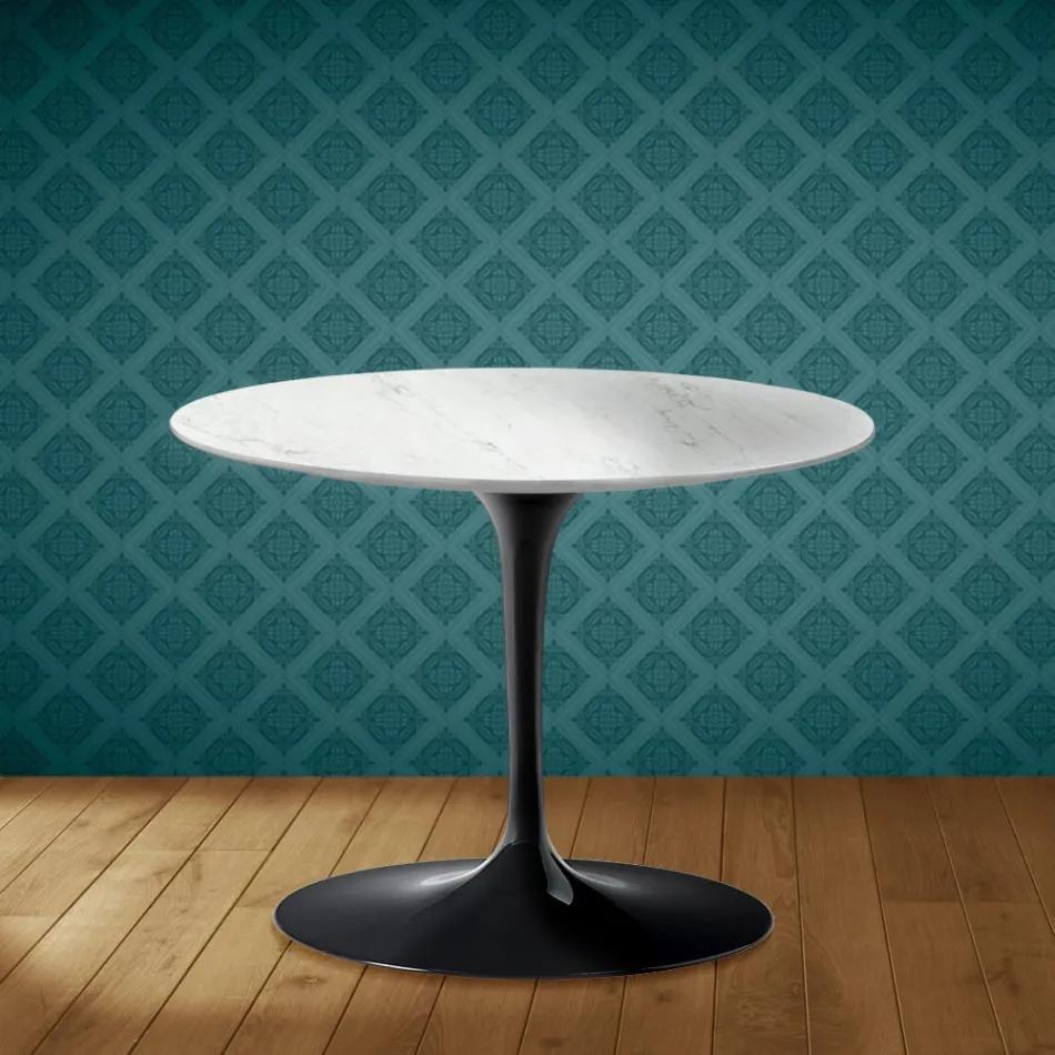 Eero Saarinen Tulip salontafel H 41 in Salina keramiek, gemaakt in Italië - Scharlakenrood Viadurini