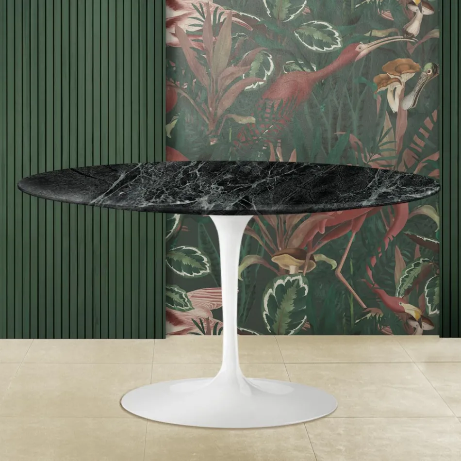 Tulip salontafel Eero Saarinen H 41 in groen Alpi-marmer Made in Italy Viadurini
