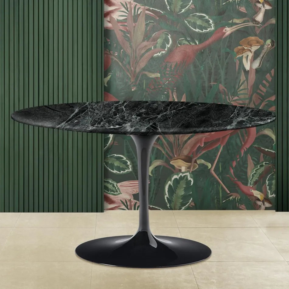 Tulip salontafel Eero Saarinen H 41 in groen Alpi-marmer Made in Italy Viadurini