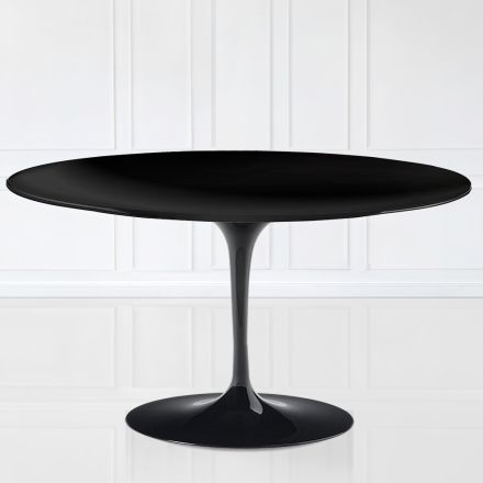 Tulip Salontafel Eero Saarinen H 41 Ovaal met Zwart Vloeibaar Laminaat - Scarlet Top Viadurini