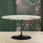 Tulip Salontafel Eero Saarinen H 41 Ovaal met Caracatta Goud Marmeren Blad Viadurini