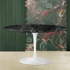 Eero Saarinen H 41 ovale Tulip salontafel met groen Alpi marmeren blad Made in Italy - Scarlet Viadurini