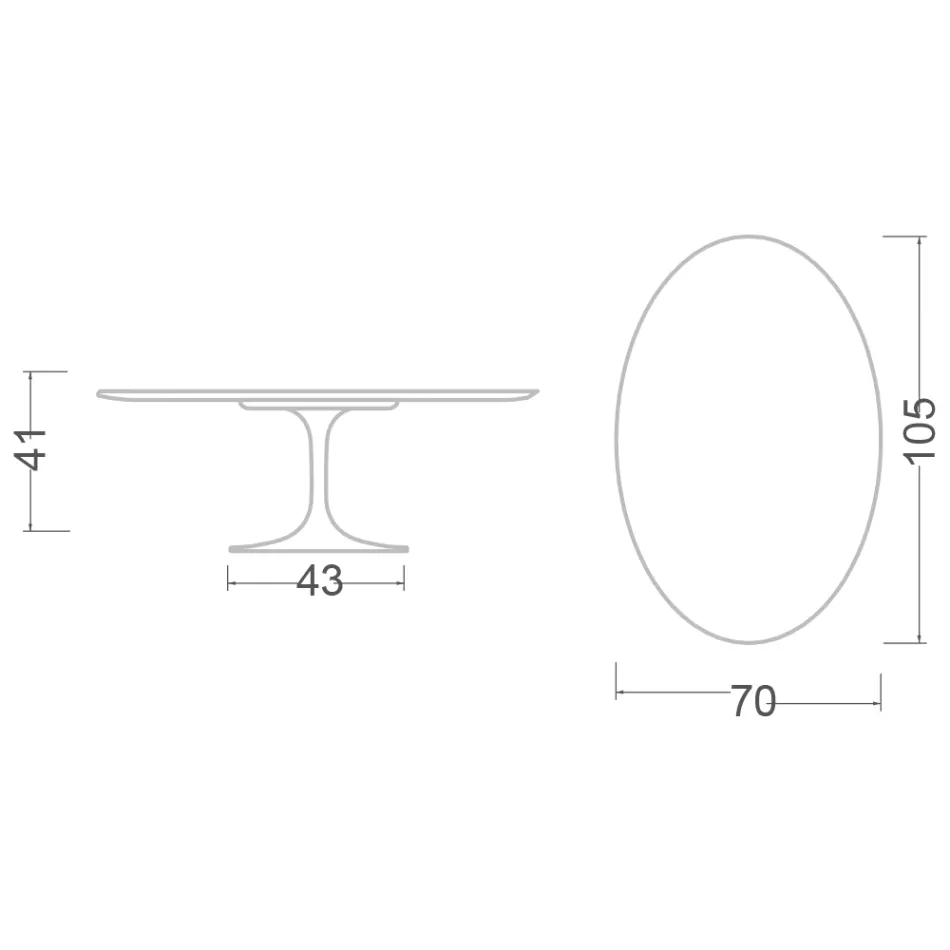 Eero Saarinen H 41 ovale Tulip salontafel met groen Alpi marmeren blad Made in Italy - Scarlet Viadurini