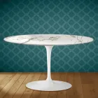 Eero Saarinen H 41 ovale tulp salontafel in Aura 22 keramiek, gemaakt in Italië - Scharlakenrood Viadurini