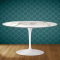 Eero Saarinen H 41 ovale tulp salontafel in Aura 22 keramiek, gemaakt in Italië - Scharlakenrood