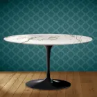 Eero Saarinen H 41 ovale tulp salontafel in Aura 22 keramiek, gemaakt in Italië - Scharlakenrood Viadurini