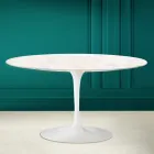 Eero Saarinen H 41 Ovale Tulip Salontafel in Diamond Cream Keramiek Made in Italy - Scarlet Viadurini