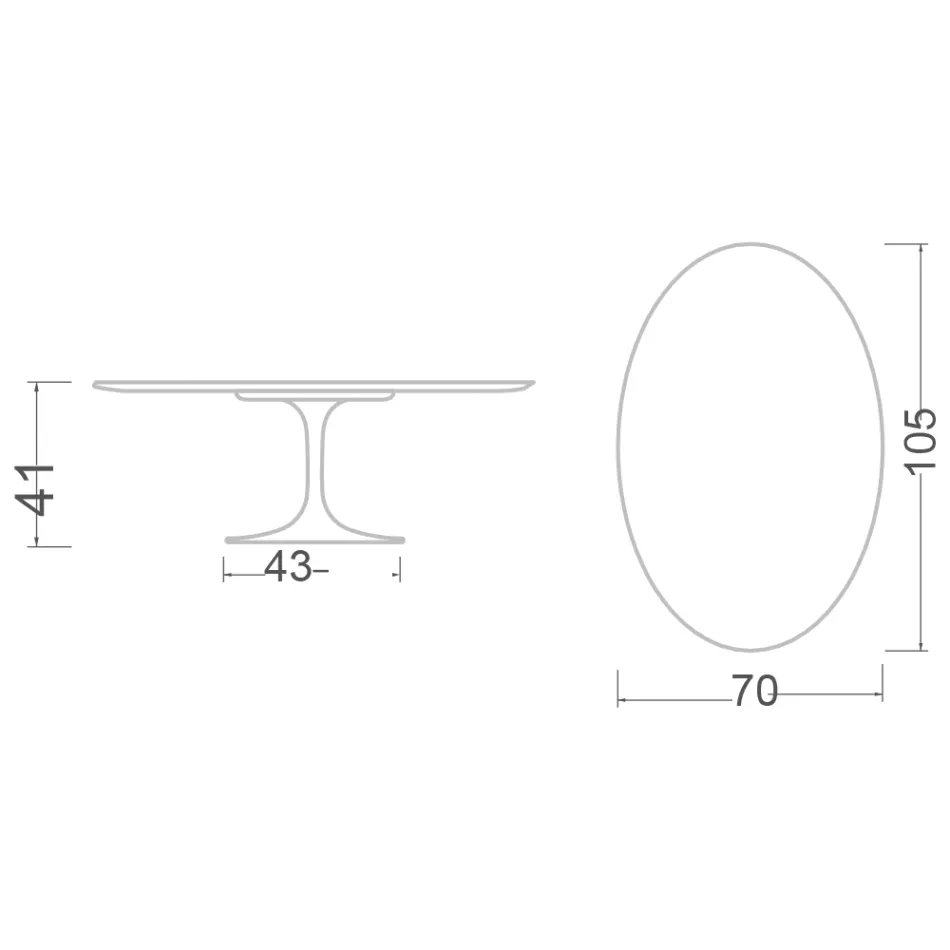 Eero Saarinen H 41 Ovale Tulip Salontafel in Diamond Cream Keramiek Made in Italy - Scarlet Viadurini