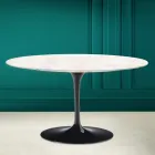 Eero Saarinen H 41 Ovale Tulip Salontafel in Diamond Cream Keramiek Made in Italy - Scarlet Viadurini