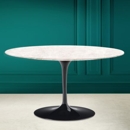 Eero Saarinen H 41 Ovale Tulip Salontafel in Diamond Cream Keramiek Made in Italy - Scarlet Viadurini