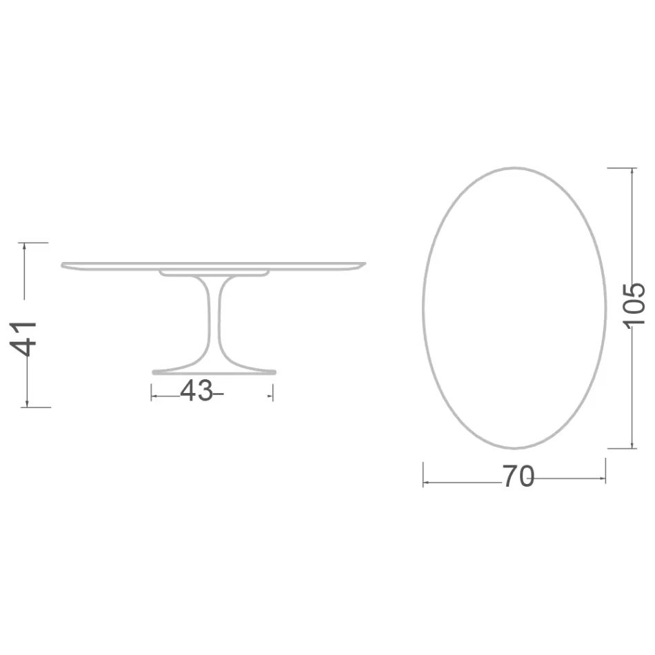 Tulip Salontafel Eero Saarinen H 41 Ovaal in Kira Keramiek Made in Italy - Scarlet Viadurini