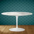 Eero Saarinen Tulip salontafel H 41 ovaal in glanzend keramiek, gemaakt in Italië - Scharlakenrood Viadurini