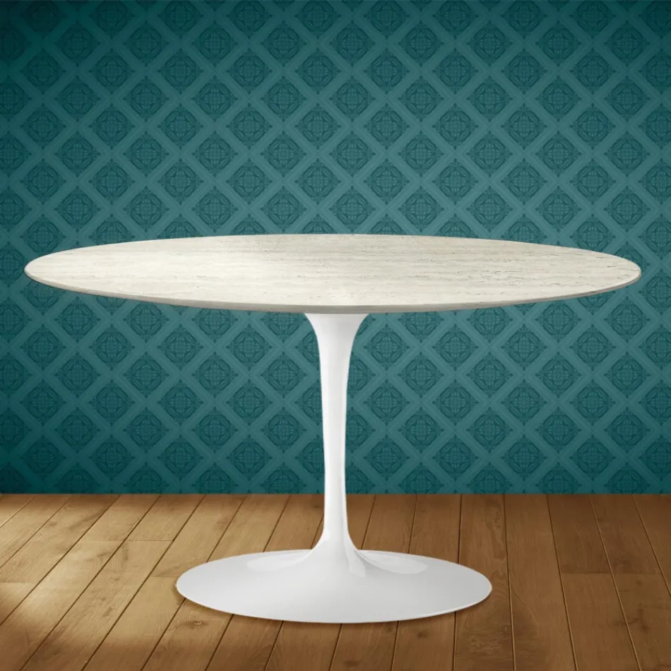 Eero Saarinen Tulip salontafel H 41 ovaal in Marmorio keramiek, gemaakt in Italië - Scharlakenrood Viadurini