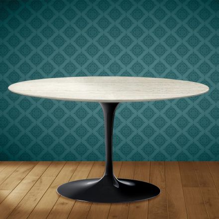 Eero Saarinen Tulip salontafel H 41 ovaal in Marmorio keramiek, gemaakt in Italië - Scharlakenrood Viadurini