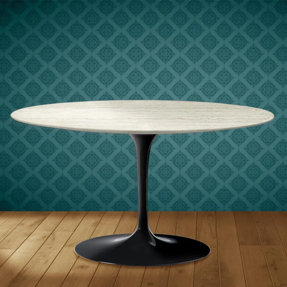 Eero Saarinen Tulip salontafel H 41 ovaal in Marmorio keramiek, gemaakt in Italië - Scharlakenrood Viadurini