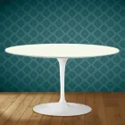 Eero Saarinen H 41 ovale tulp salontafel van Moonè keramiek, gemaakt in Italië - Scharlakenrood Viadurini