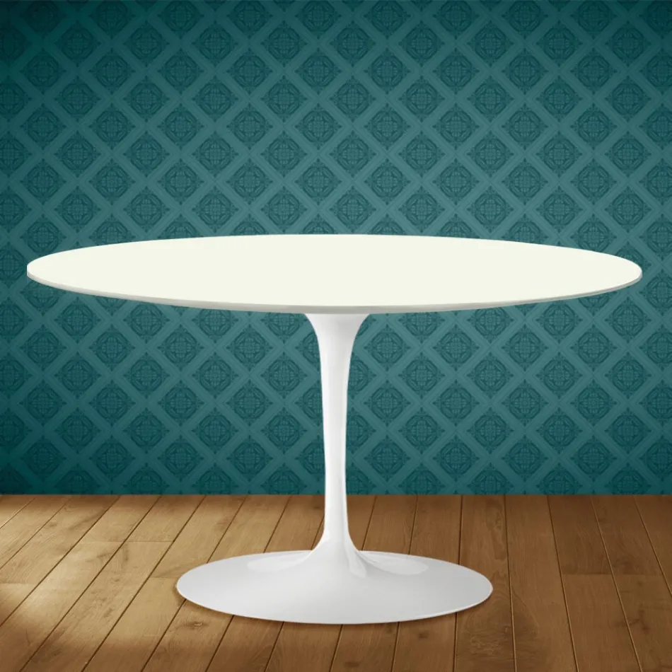Eero Saarinen H 41 ovale tulp salontafel van Moonè keramiek, gemaakt in Italië - Scharlakenrood Viadurini
