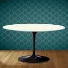 Eero Saarinen Tulip salontafel H 41 ovaal in Moonè keramiek, gemaakt in Italië - Scharlakenrood Viadurini