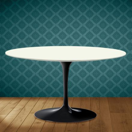 Eero Saarinen Tulip salontafel H 41 ovaal in Moonè keramiek, gemaakt in Italië - Scharlakenrood Viadurini