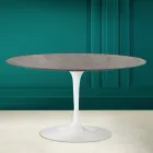 Eero Saarinen H 41 ovale Tulip salontafel in grijs steenkeramiek Made in Italy - Scarlet Viadurini
