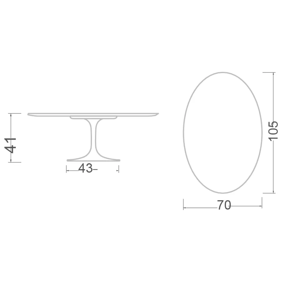 Eero Saarinen H 41 ovale Tulip salontafel in grijs steenkeramiek Made in Italy - Scarlet Viadurini