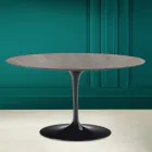 Eero Saarinen H 41 ovale Tulip salontafel in grijs steenkeramiek Made in Italy - Scarlet Viadurini