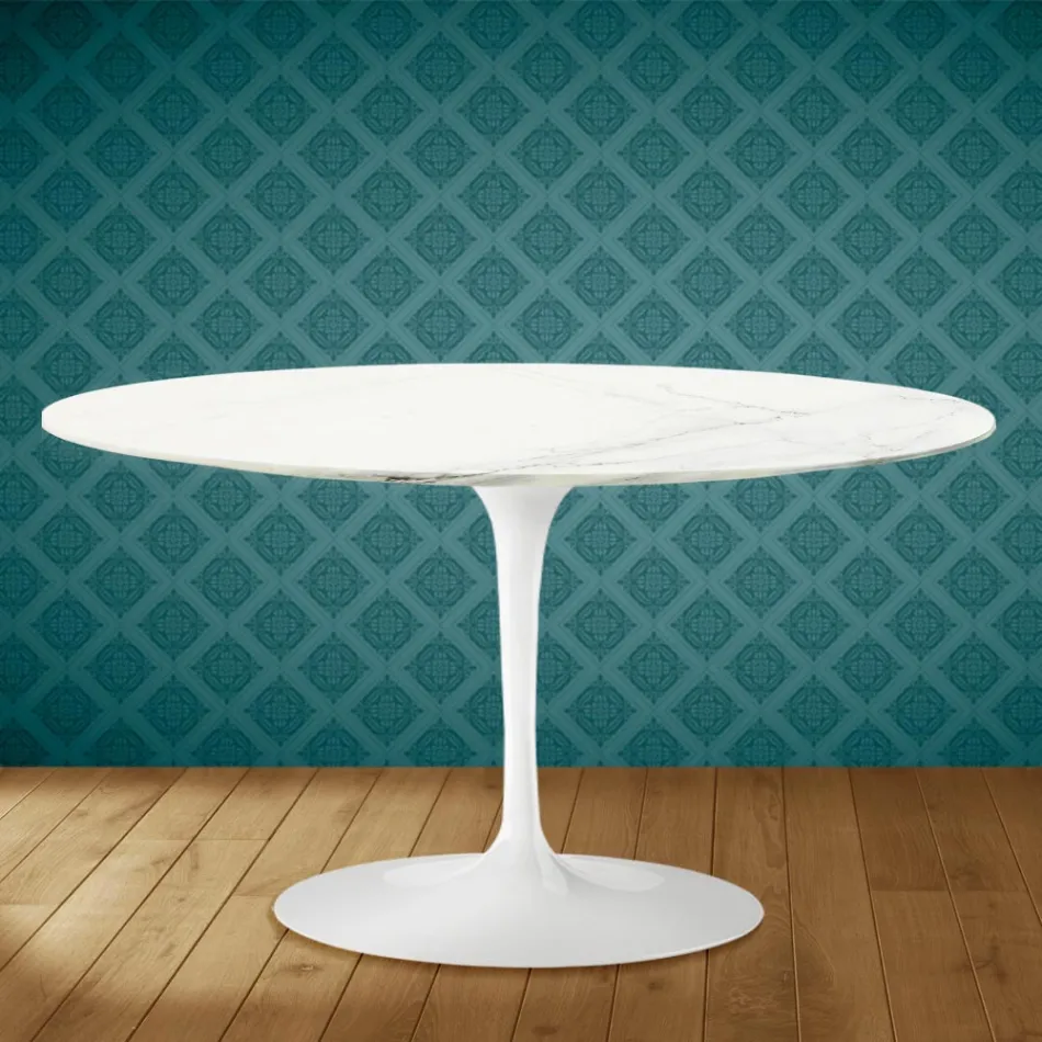 Tulip Salontafel Eero Saarinen H 41 Ovaal in Rem Keramiek Made in Italy - Scarlet Viadurini