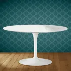 Eero Saarinen Tulip salontafel H 41 ovaal in Salina keramiek, gemaakt in Italië - Scharlakenrood Viadurini