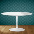 Eero Saarinen Tulip salontafel H 41 ovaal in Salina keramiek, gemaakt in Italië - Scharlakenrood