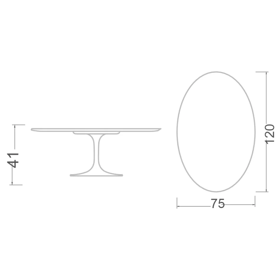 Eero Saarinen Tulip salontafel H 41 ovaal in Salina keramiek, gemaakt in Italië - Scharlakenrood Viadurini