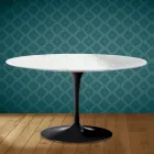 Eero Saarinen Tulip salontafel H 41 ovaal in Salina keramiek, gemaakt in Italië - Scharlakenrood Viadurini
