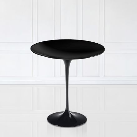 Tulip salontafel Eero Saarinen H 52 met zwart vloeibaar laminaat blad Made in Italy - Scarlet Viadurini