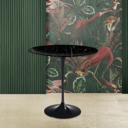 Tulip Salontafel Eero Saarinen H 52 met zwart Marquinia marmeren blad Made in Italy - Scarlet Viadurini