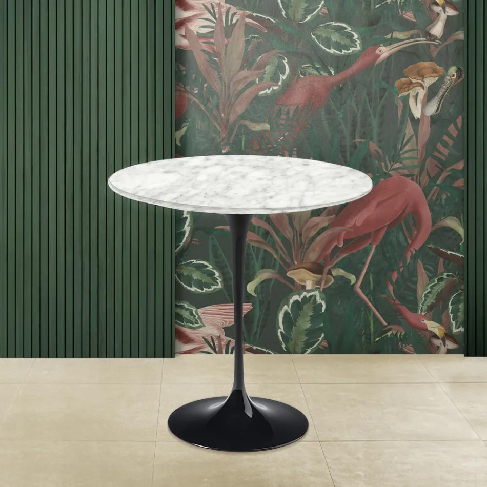 Tulip salontafel Eero Saarinen H 52 rond in Carrara-marmer Made in Italy - Scarlet Viadurini