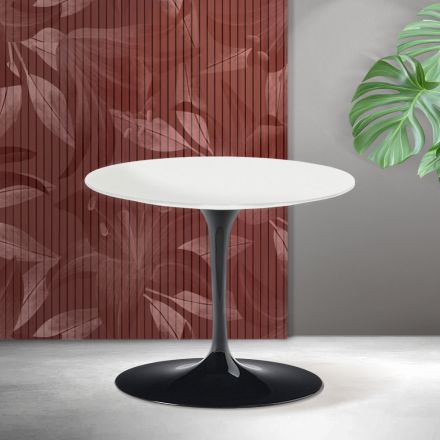 Saarinen Tulip salontafel, hoogte 39 cm, in mat wit Florim keramiek - Scarlet Viadurini